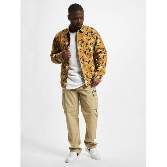 Dickies Men's XS Artondale Camo Shacket Button Up Jacket Orange Green NWT - Picture 1 of 8